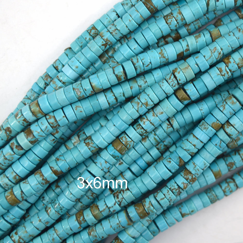 Blue Turquoise Heishi Disc Beads Gemstone 15.5" Strand 3mm 4mm 6mm 8mm 10mm