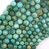 Natural Blue Green Peruvian Turquoise Round Beads Gemstone 15.5