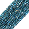 Natural Faceted Blue Apatite Round Beads 15.5