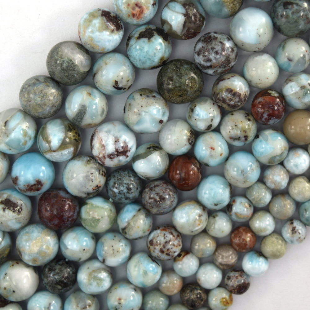 Natural Genuine Brown Blue Larimar Round Beads 15.5" Strand 6mm 8mm 10mm