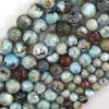 Natural Genuine Brown Blue Larimar Round Beads 15.5