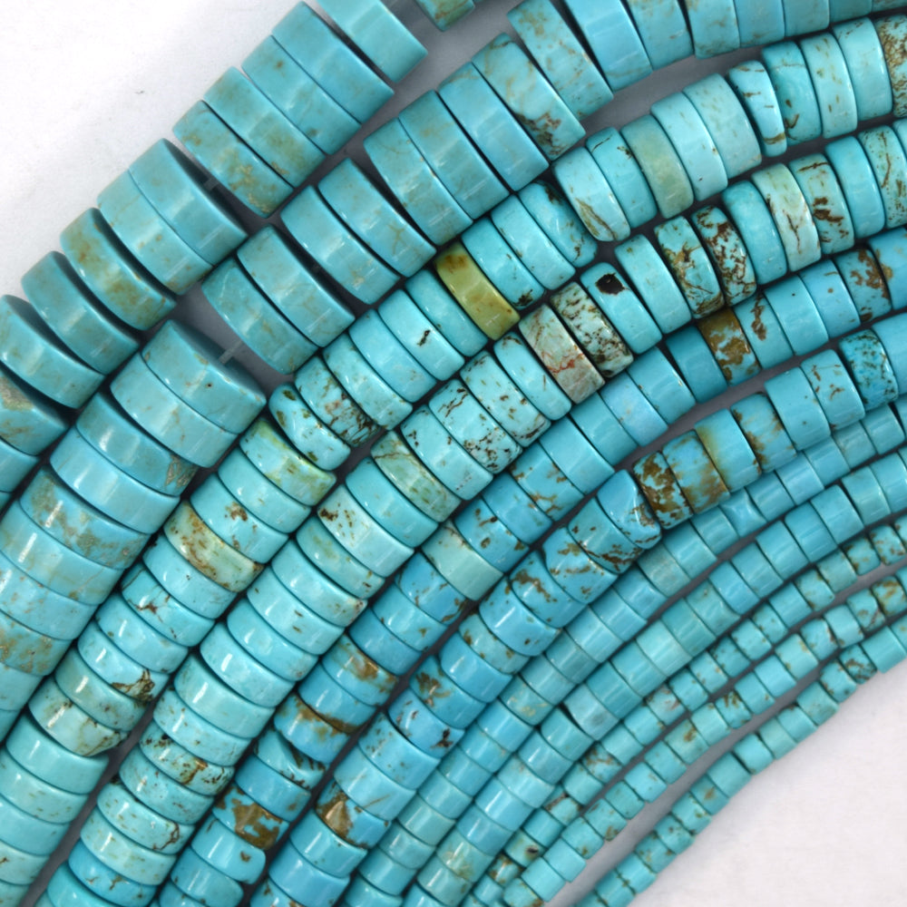 Blue Turquoise Heishi Disc Beads Gemstone 15.5" Strand 3mm 4mm 6mm 8mm 10mm