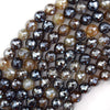 Mystic Titanium Faceted Brown Agate Round Beads 15