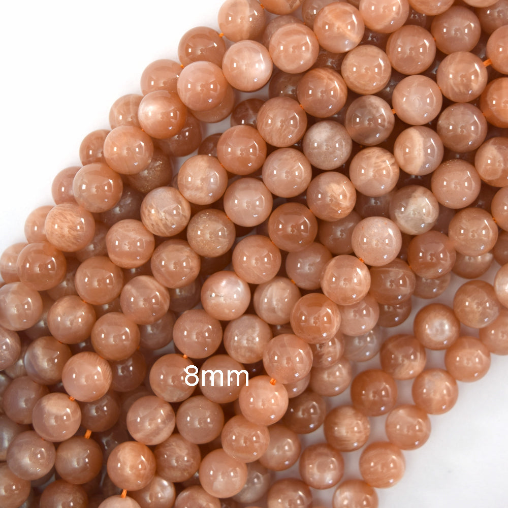 Natural Orange Sunstone Round Beads Gemstone 15" Strand 4mm 6mm 8mm 10mm