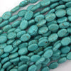 11mm - 12mm blue green turquoise flat oval beads 15.5