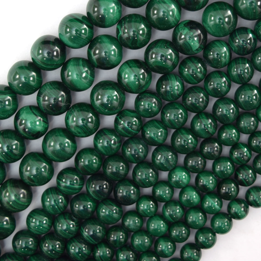 AA Natural Green Malachite Round Beads Gemstone 15.5" Strand 6mm 8mm 10mm