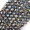 Mystic Titanium Faceted Black Tibetan DZI Agate Round Beads 15