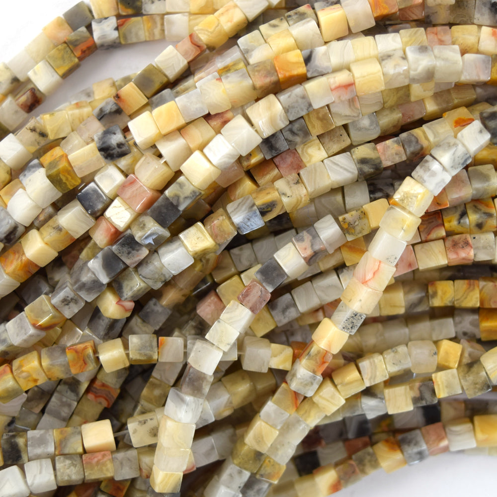 4mm Natural Semi Precious Gemstone Cube Beads 15.5" Strand 4x4x4mm