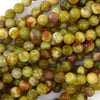 Natural Russian Orange Green Serpentine Round Beads 15.5