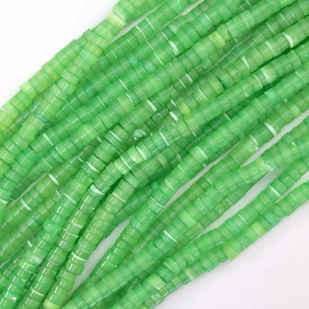 2x4mm Mother Of Pearl Mop Heishi Disc Beads 15.5" Strand Blue Green Pink Green