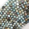 Natural Genuine Brown Blue Larimar Round Beads 15.5