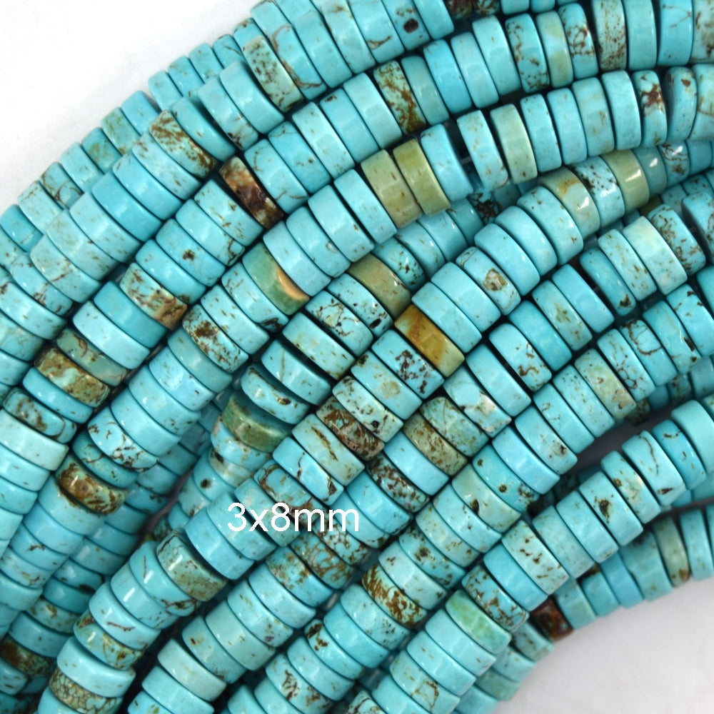 Blue Turquoise Heishi Disc Beads Gemstone 15.5" Strand 3mm 4mm 6mm 8mm 10mm