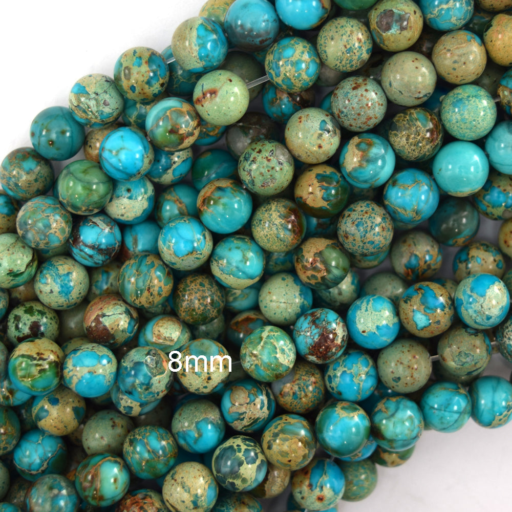 Sky Blue Sea Sediment Jasper Round Beads 15.5" Strand 4mm 6mm 8mm 10mm 12mm