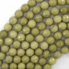 Natural Faceted African Matcha Green Jasper Round Beads 14.5