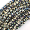 Mystic Titanium Faceted Black Tibetan DZI Agate Round Beads 15