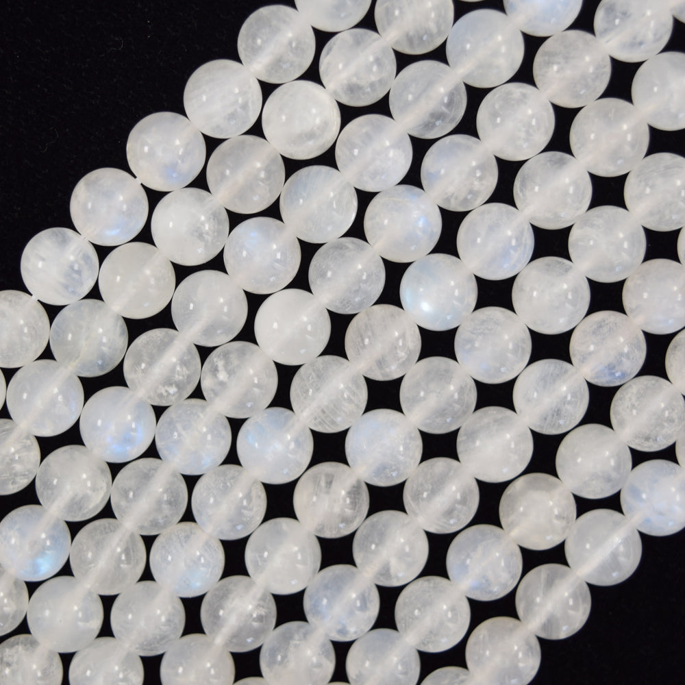 AA Natural Blue Flash White Moonstone Round Beads 15.5" Strand 6mm 8mm 10mm S4