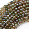 Mystic Titanium Faceted Red Green Agate Round Beads 15