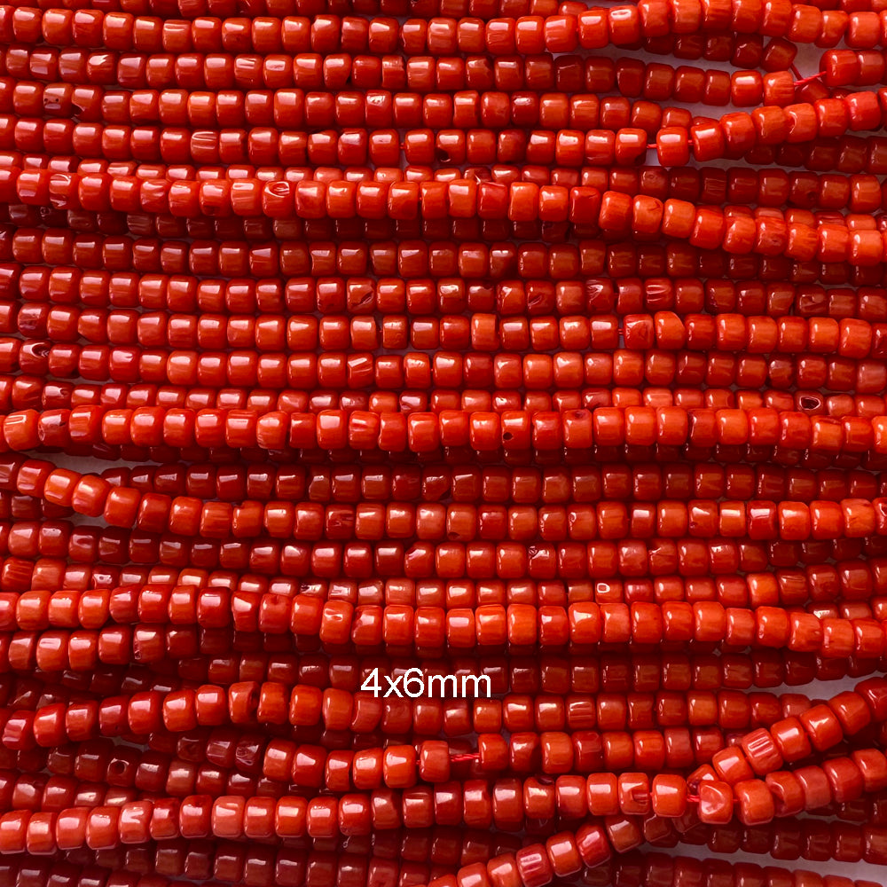 Orange Coral Heishi Disc Beads Gemstone 15.5" Strand 3x4mm 4x6mm