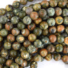 Natural Rainforest Green Rhyolite Jasper Round Beads 15