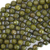 Natural Faceted Green Epidote Pyrite Inclusion Round Beads 15