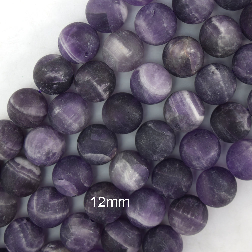 Natural Matte Purple Amethyst Round Beads 15" Strand 4mm 6mm 8mm 10mm 12mm