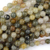 Natural Multicolor Green Phantom Quartz Round Beads 15