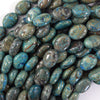 Brown Blue Turquoise Flat Oval Beads Gemstone 15