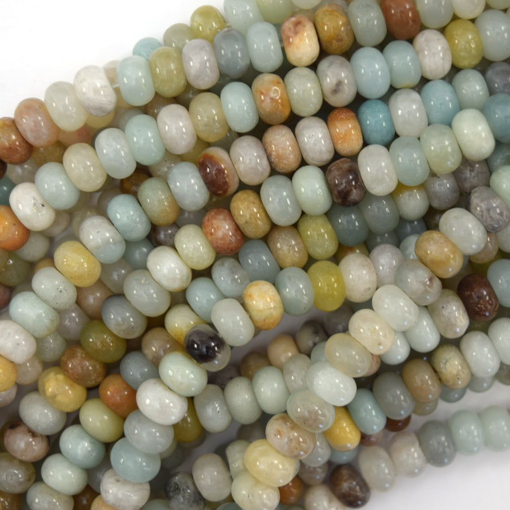 Natural Multicolor Amazonite Rondelle Button Beads Gemstone 15" Strand 6mm 8mm