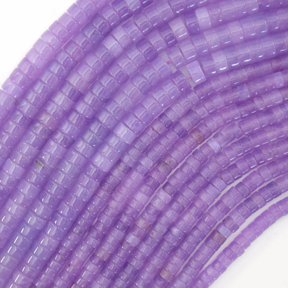 Purple Colored Jade Heishi Disc Beads Gemstone 15.5" Strand 4mm 6mm