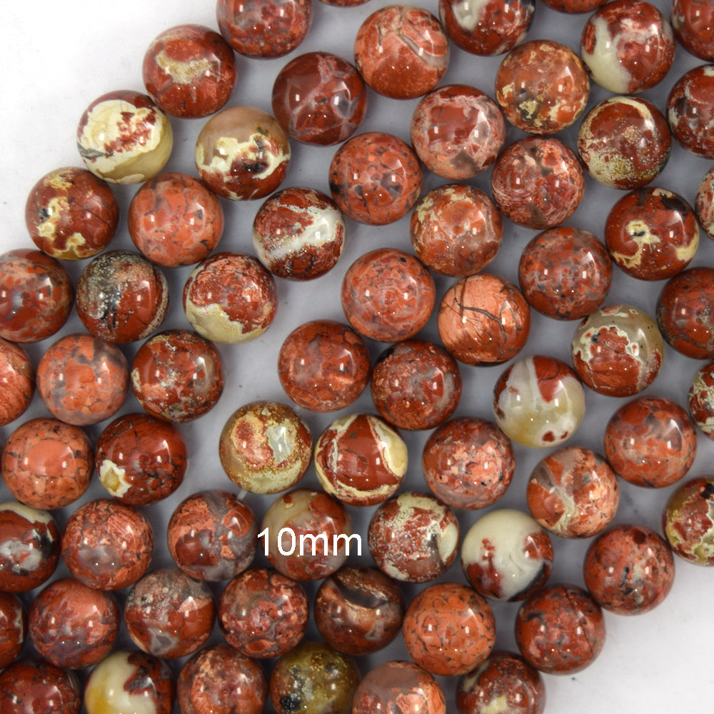 Natural Flower Poppy Jasper Round Beads Gemstone 15.5" Strand 6mm 8mm 10mm