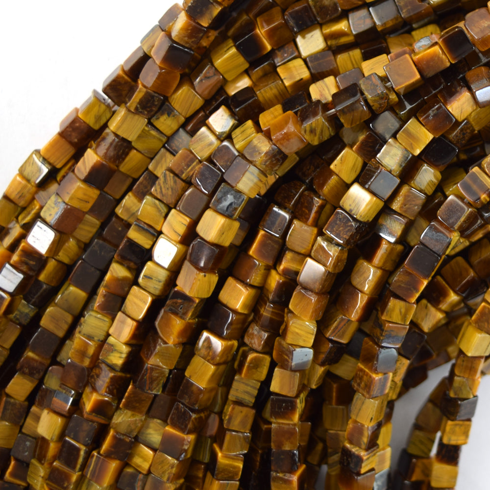 4mm Natural Semi Precious Gemstone Cube Beads 15.5" Strand 4x4x4mm