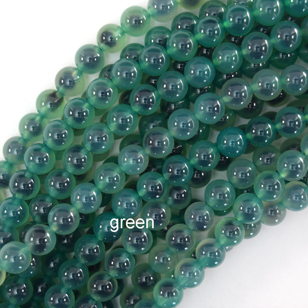 8mm Pink Blue Green Olive Candy Agate Round Beads 15" Strand Sugar Heart