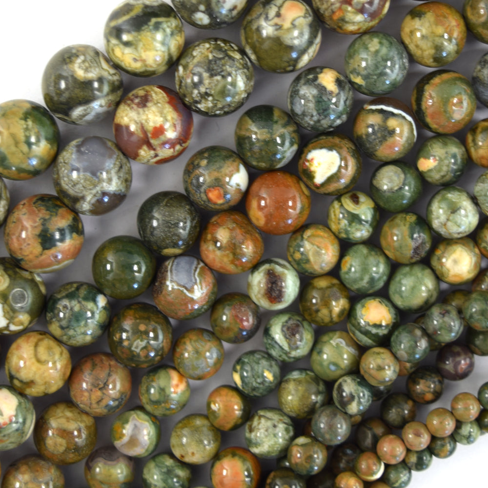Rhyolite, 8mm Beads, Rainforest Jasper, Green Beads Gemstone Beads