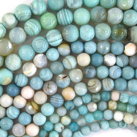 Natural Green Agate Gemstone Round Beads For Jewelry Making 15 4mm 6mm 8mm  10mm