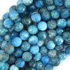 Natural Faceted Blue Apatite Round Beads 15.5