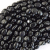 Natural Black Tourmaline Pebble Nugget Beads 15.5