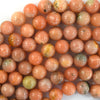 Natural Peach Orange Calcite Round Beads 15.5