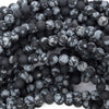 Natural Matte Black Snowflake Obsidian Round Beads 15