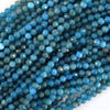 Natural Faceted Blue Apatite Round Beads 15.5