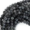 Natural Matte Black Snowflake Obsidian Round Beads 15