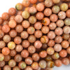 Natural Peach Orange Calcite Round Beads 15.5