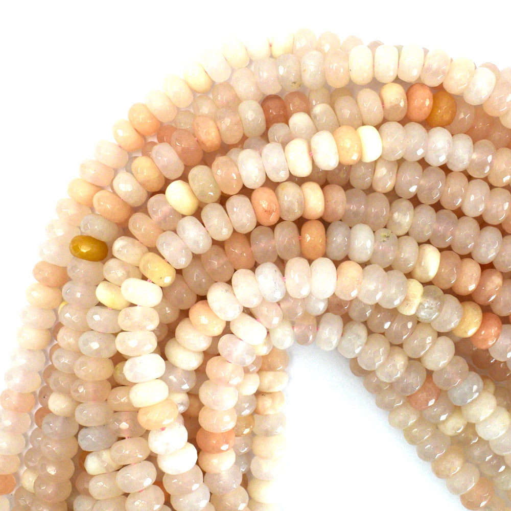 Natural Faceted Peach Aventurine Rondelle Button Beads 15" Strand 6mm 8mm 10mm
