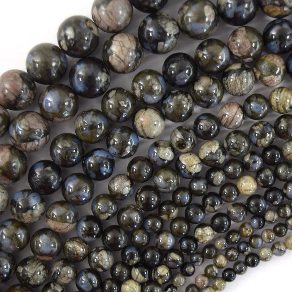 Natural African Gray Opal Round Beads 15.5" Strand 4mm 6mm 8mm 10mm 12mm