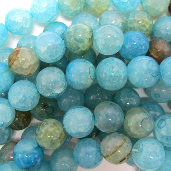 Blue Dragon Vein Agate Round Beads Gemstone 14.5" Strand 6mm 8mm 10mm 12mm