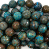 Faceted Brown Blue Turquoise Round Beads 15