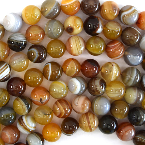 6mm matte brown stripe agate round beads 15" strand