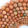 Natural Peach Orange Calcite Round Beads 15.5