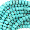 Faceted Blue Turquoise Rondelle Button Beads 15.5