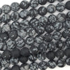 Natural Matte Black Snowflake Obsidian Round Beads 15