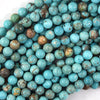 Blue Turquoise Round Beads 15.5